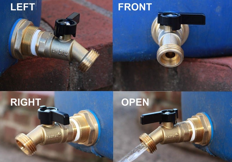RAINPAL RBS022 Brass Rain Barrel Spigot(3/4" Quarter Turn Ball Valve w/ Bulkhead Fitting and Thread Tape) - Image 4